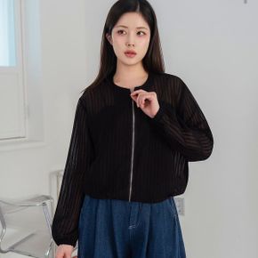 메이론 시스루 린넨 집업 자켓_P425802638