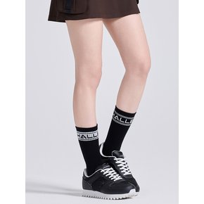 유니 언발란스 컬러블록 쿠션 중목 양말 블랙