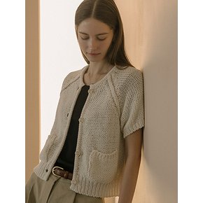 Reverse half sleeved cardigan_Light beige