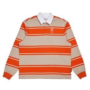 A LOGO EMBROIDERY STRIPE PATTERN POLO SHIRT ORANGE - A로고 폴로티셔츠