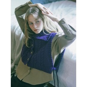 Wool Ribbon Shoulder Cape Vest_purple