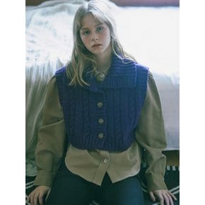 Wool Ribbon Shoulder Cape Vest_purple