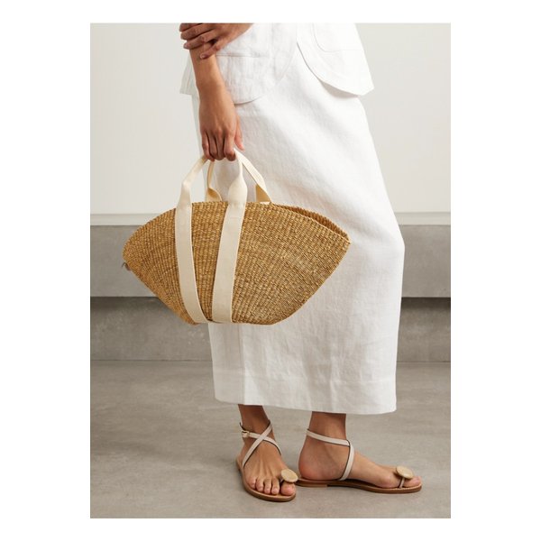 무뉴 소피 캔버스 트리밍 우븐 스트로 토트 브라운 46376663162878919