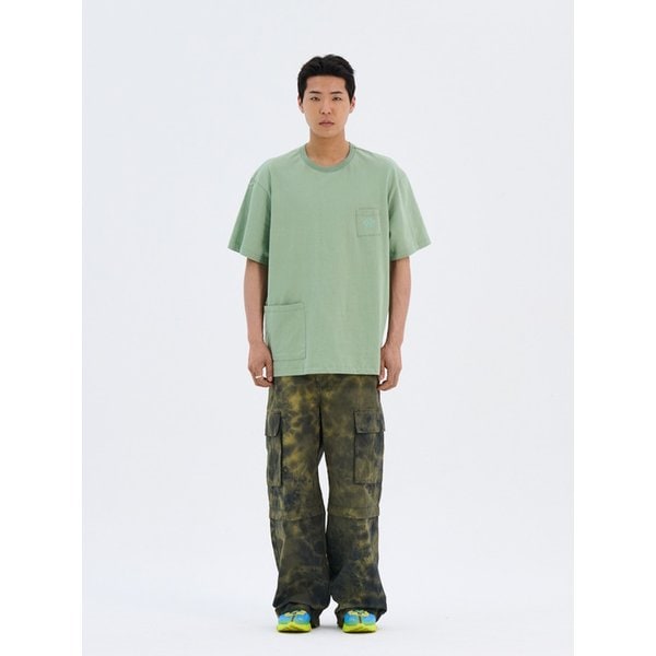 SIDE POUCH EMBROIDED SOFT T-SHIRTS (SAGE GREEN)