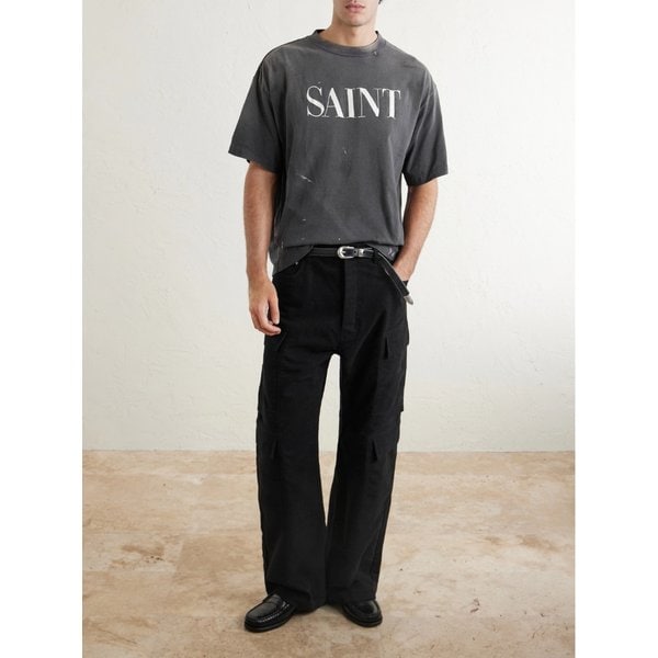 로고 프린트 페인트 스플래터 코튼 저지 티셔츠 46376663162962439