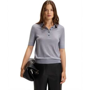 우먼 BOSS by Merino 울 Collared 스웨터 - 오픈 그레이 24603778 1392821