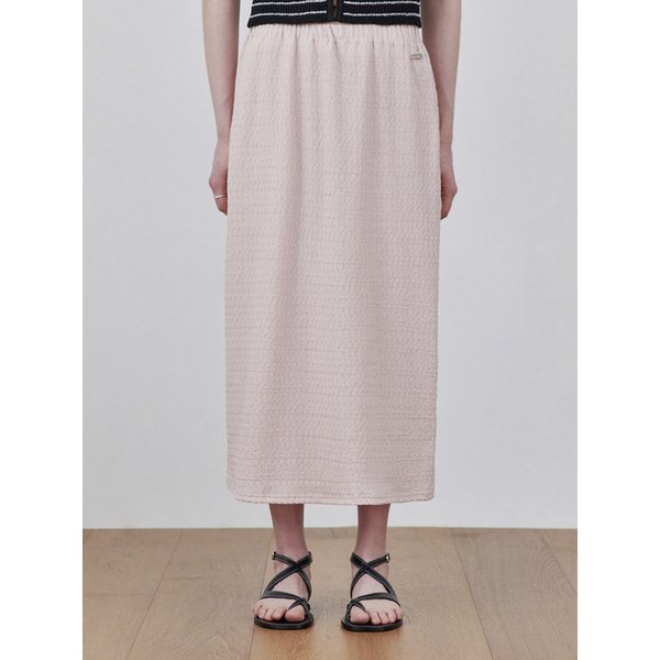 lace banding long skirt PINK
