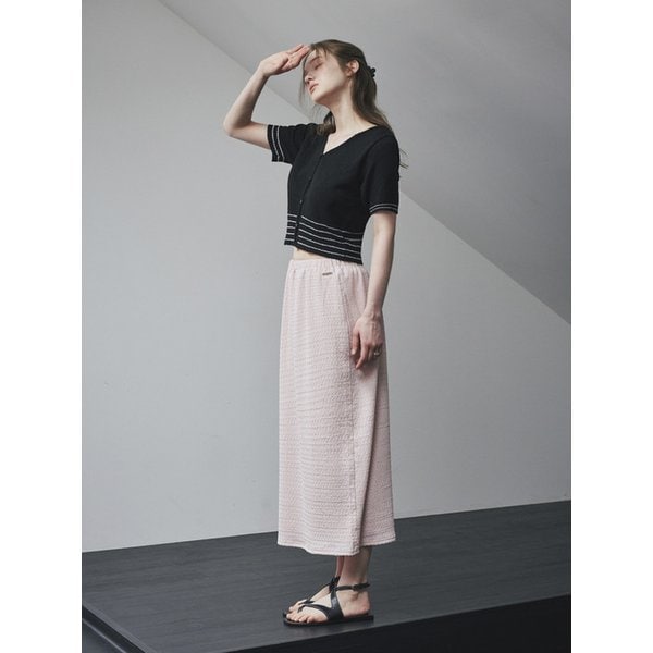 lace banding long skirt PINK