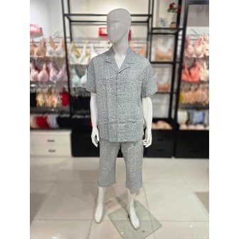 비너스 [시흥점] S 와코루 ) 면레이온 잔꽃나염 남성 하절기 파자마 세트 [WPA7167M-GR]