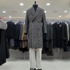 22FW 헤링본 세미오버핏 모 블랜딩 더블 롱 코트 ROLMBH61 블랙화이트 H02