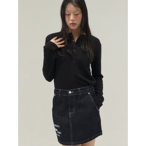 Stretch Rib Jersey Button Placket Top_Black
