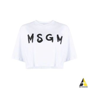 MSGM 엠에스지엠 브러쉬드 로고 크롭 티셔츠 (3641MDM137 247002 01)