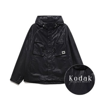  코닥바람막이 JQS K3123LJK26BKC 디지털 레인보우 포켓 후드 자켓 COATED BLACK