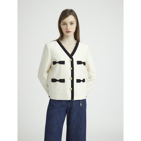 V-NECK RIBBON JACKET - IVORY