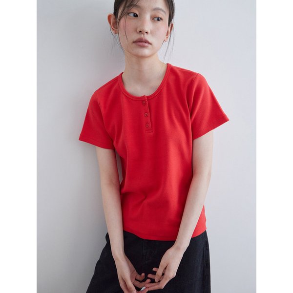 Henley Short Sleeve T-Shirt_RED