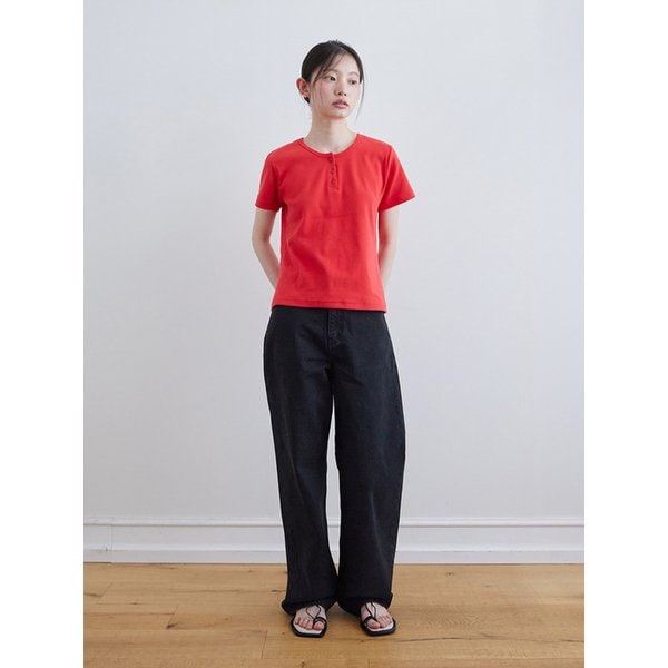 Henley Short Sleeve T-Shirt_RED