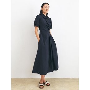 [HACIE X ITALY] UNBALANCE PLEATS LONG DRESS [BEIGE][NAVY]