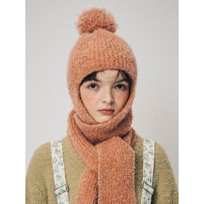 BOUCLE BALACLAVA MUFFLER, APRICOT