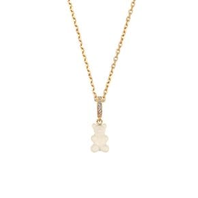 ice color mini bear necklace (ivory white)(200061)