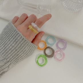 데일리 투명컬러 물결 호마이카 반지
