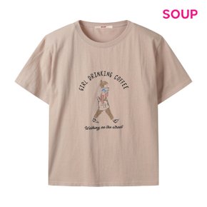 러블리 프린팅 라운드넥 반팔 티셔츠 (S64TS08)