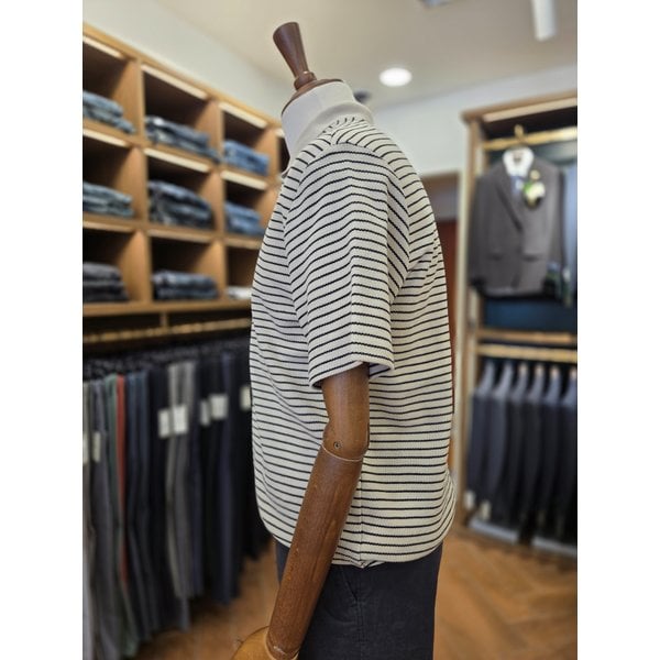 [여주점] 코오롱 브렌우드 남성 와플 조직 스트라이프 폴로넥 티셔츠 BRTAM26521BEX GRX