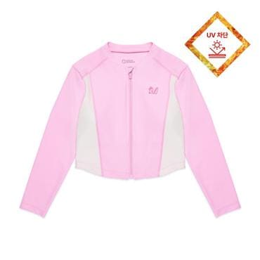 내셔널지오그래픽키즈 K252GRG410 여아 크롭 래쉬가드 집업 PINK
