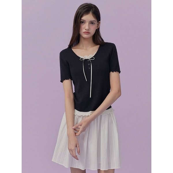 베이트 레이어드 반팔 니트