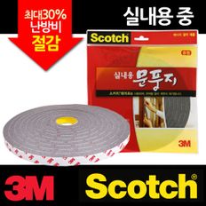 3M 실내용 문풍지 중형4M 단열 스펀지 에너지절약