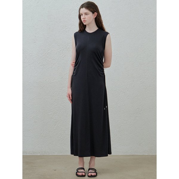 drawstring jersey dress (ash black)