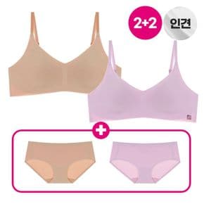 인견쉘론  스트랍 하루브라+팬티 4종 바이올렛&베이지..[33013372]