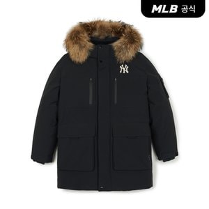 MLB [코리아공식] 고프코어 아웃포켓 FUR 미드 구스 패딩 NY (Black)