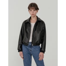 Overfit leather crop blouson