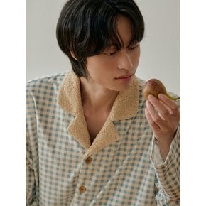 포근잠 긴팔 남성페어 코튼블루 (피치기모)