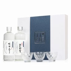 전통주애 선물세트 1호(문배주,이강주) 375ml*2본, 잔3개