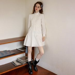 Cest_White stand up collar shirt dress