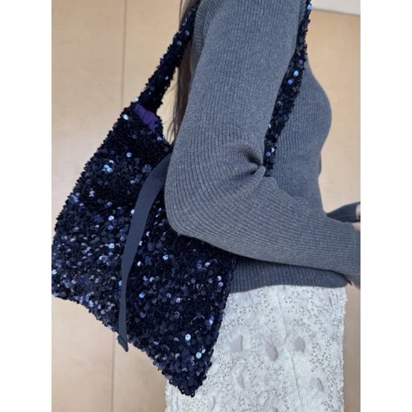 Janne spangle padding mini bag. navy