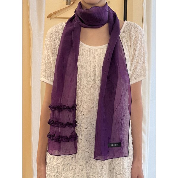 Sheer Wrinkle Frill Long Scarf (purple)