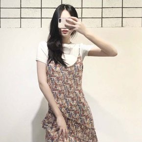 / 플라워패턴 레이스 캉캉 뷔스티에 끈나시 원피스