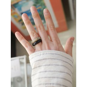 오닉스 원석 볼드링 Onyx stone bold ring