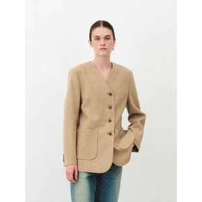 TFF COLLARLESS WOOL BLAZER_2COLORS