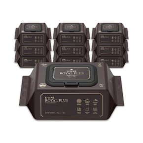 75g 고평량 리벤스 엠보싱 아기물티슈 로얄플러스 캡형 70매 10팩