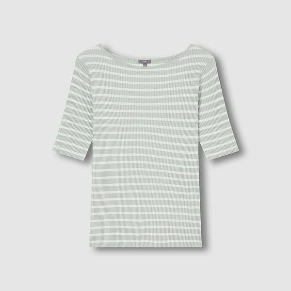 여 강연 슬림핏 스트라이프 5부 니트 J1162027280BA