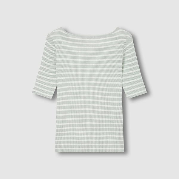 여 강연 슬림핏 스트라이프 5부 니트 J1162027280BA