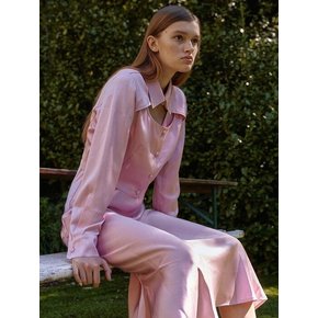 ROCO_PREMIUM SATIN & SIGNATURE SHIRT WITH SLIP DRESS_PINK