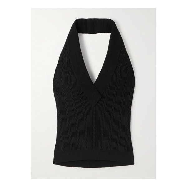 골지 케이블 니트 홀터넥 탑 블랙 46376663162844175