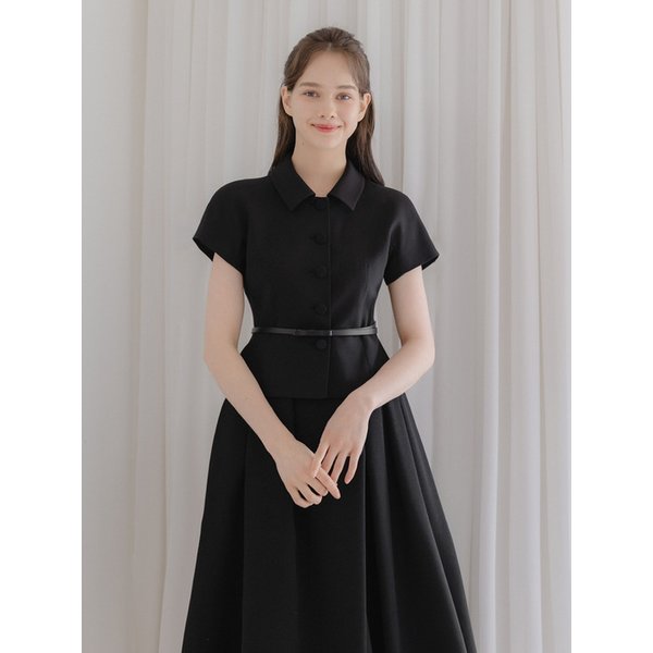 Cap-sleeve Jacket(벨트 제공)/ Black(2color)