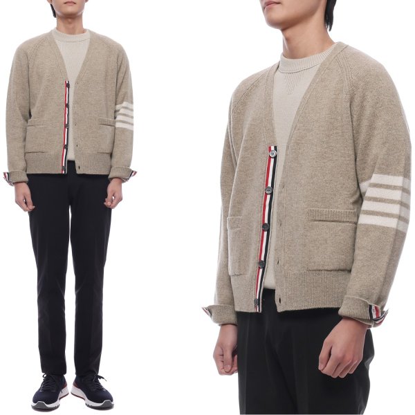 [부산점] 25FW 남성 사선 스트라이프 울 가디건 (MKC613A Y1026 250 25F)