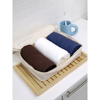 송월타월 다니엘 30수 190g 호텔수건 3매 + 에이와이오 트래블파우치M 세트