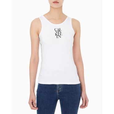 Calvin Klein Jeans 여성 슬리브리스 립 솔리드 탱크 탑(44C219G)